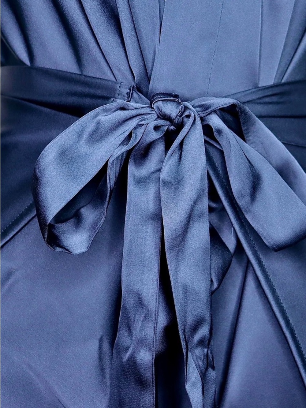 Satin Halter Plunge convertible pant to jumpsuit- steel blue - Picture 3 of 3